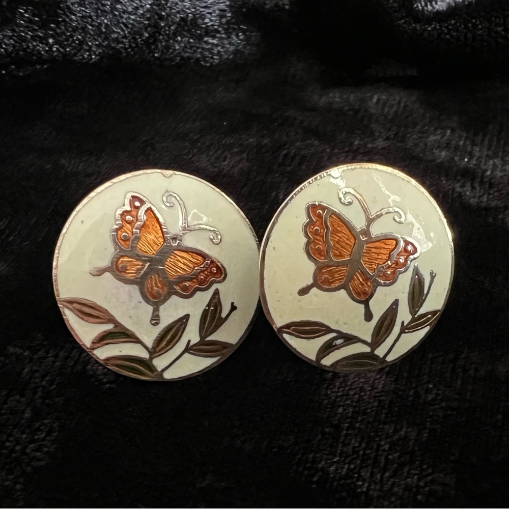 Vintage Enamel Butterfly Earrings